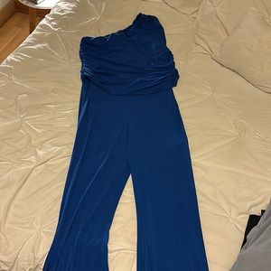 Blue off the shoulder pantsuit never worn size L, Venus